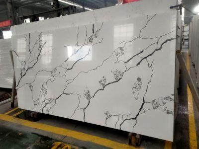White Artificial Quartz Stone Slab with Natural Veins