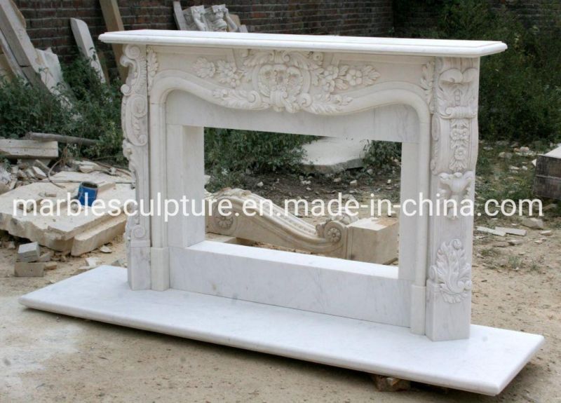 Beautiful Cheap Price Elegant Natural White Marble Fireplace (SYMF-174)