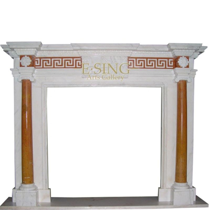 Good Carving Modern Large Mix Color Marble Fireplace