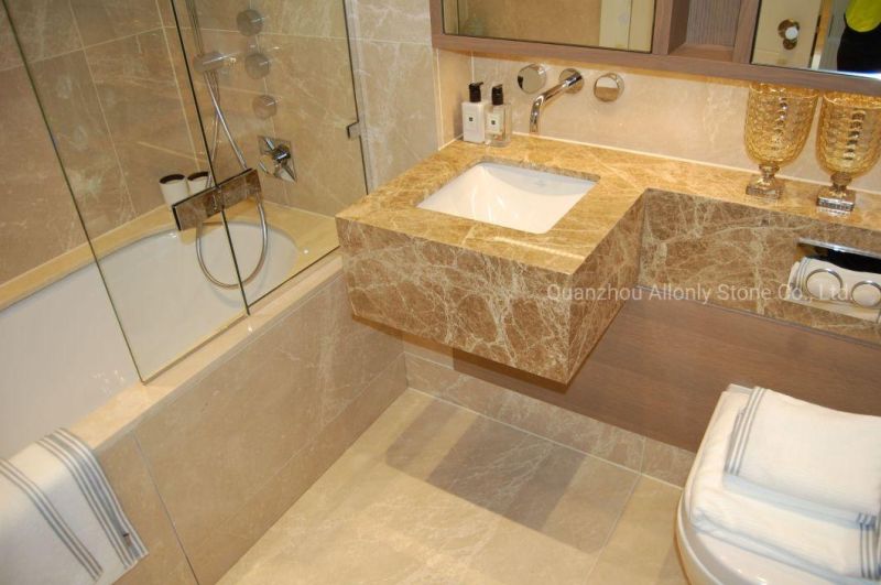 Light Emperador Marble Vanity Top with Sink