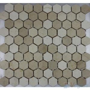 Polished Small Hexagon Beige Mixed Natural Stone Mosaic