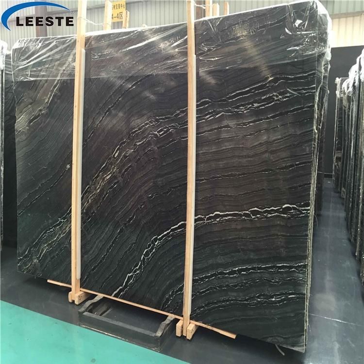 Wood Black Marble Ancient Wood Vein Natural Black Marble Slabs Polished Tiles