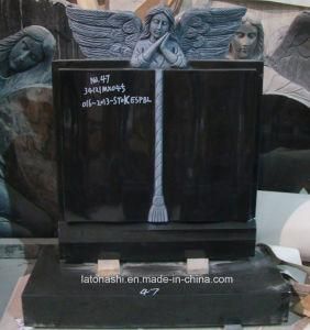Black/Red/Grey Granite Tombstone in European Style