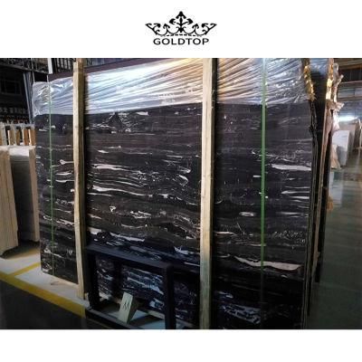 Natural Stone Silver Dragon Black Marble Slabs for Indoor Floor and Wall Tiles