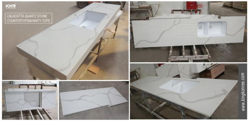 Acrylic Solid Surface Artificial Stone Kitchen Vanity Marble Look Quartz Stone Bar Countertop