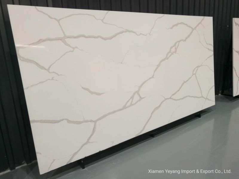 Solid Surface Calacatta Quartz Slabs for Countertop/Vanitytop
