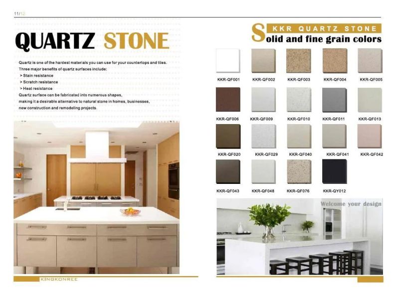 Kkr Artificial Engineered Quartz Stone Slabs Solid Surface for Kitchen Countertop