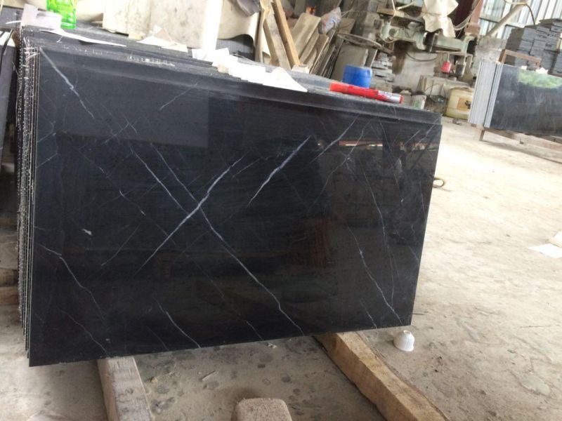 High Quality Nero Marquina Black Marble Tiles, Marble Slabs