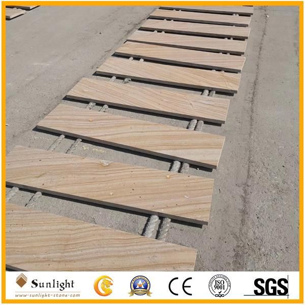 High-Quality Yellow Wooden Vien Sandstone Wall Tile