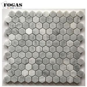 Mini Hexagon Grey White Marble Mosaic Carrara Backsplash Tile