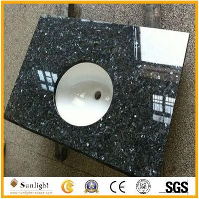 Bathroom Polished Blue Pearl Granite Vanity Tops with Ceramic Sink