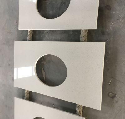 Solid Surface White Quartz Stone Countertop for Kitchen and Bathroom (YY-MS197)