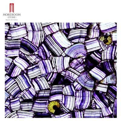 Luxury Semi Precious Stone Backlit Purple Fluorite Gemstone for Floor or Background Wall