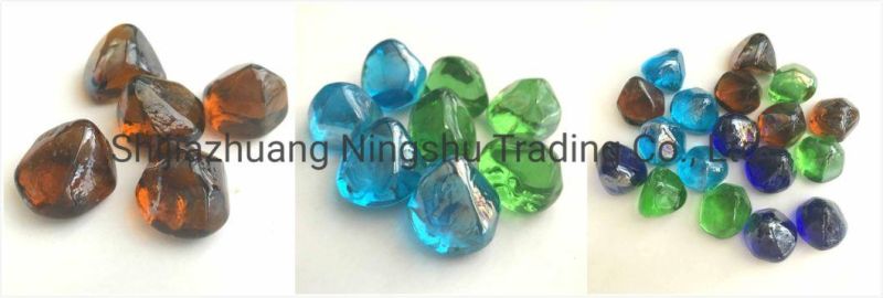 Colorful Iridescent Green Glass Pebbles for Glass Stones Mosaic Paving