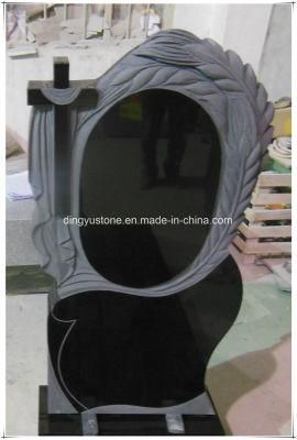 India Black Headstone Gravestone Tombstone Monument with Cross Flowers