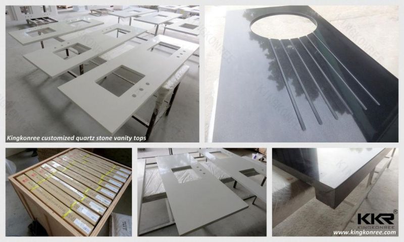 Custom Made Pure White Quartz Stone Bathroom Vanity Top Solid Surface