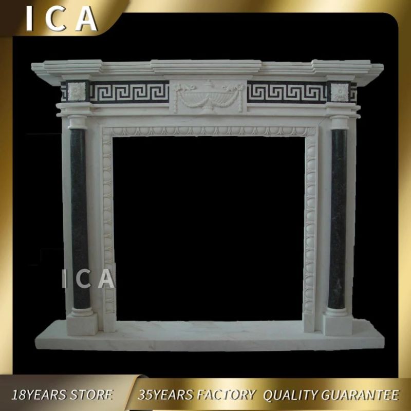 China Modern Free Standing Mix Color Natural Stone Indoor Fireplace