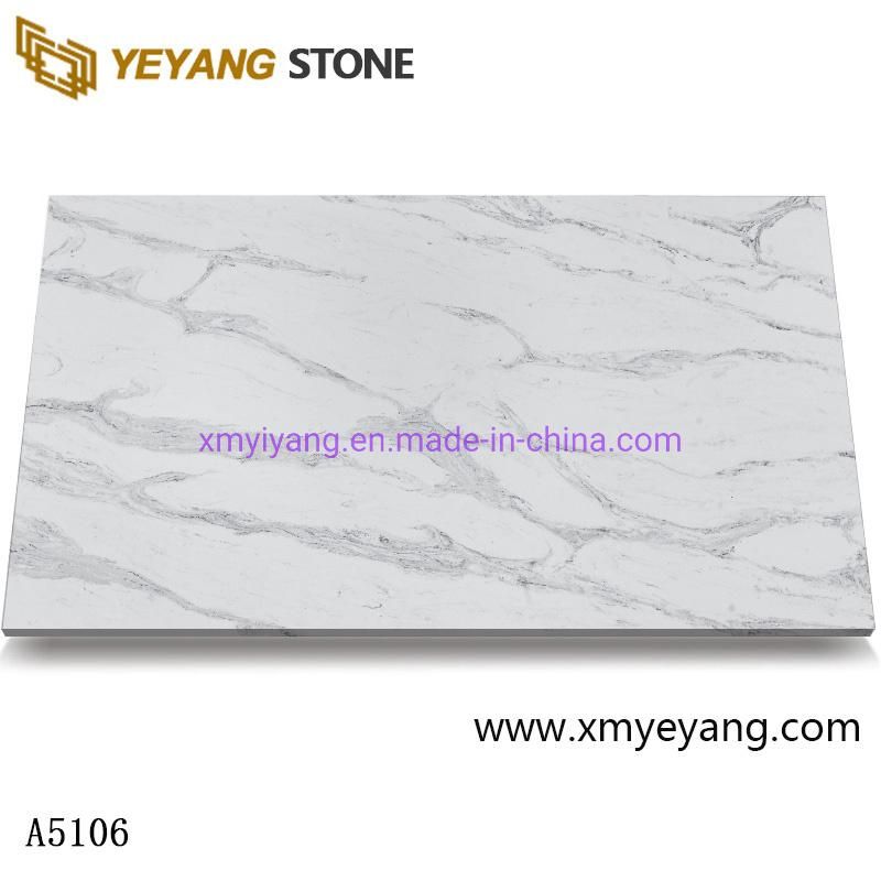 White Quartz Custom Countertops for Kitchen/Bathroom/Restaurant/Hotel/Coffee/Reception Table Quartz Factory