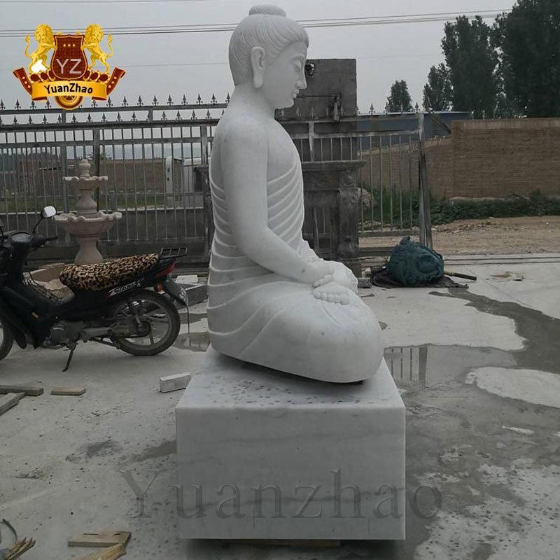 Outdoor Religious Hand Carved Large Size Buddha Sculpture Seated White Marble Buddha Statue