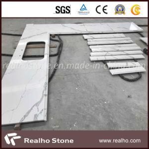 Polished Artificial Calacata White Quartz Counertp for Project
