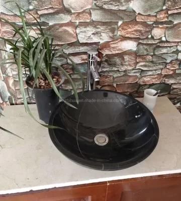 Black Marquino Marble Stone Bowl Sink Bathroom Vessel Wash Basin