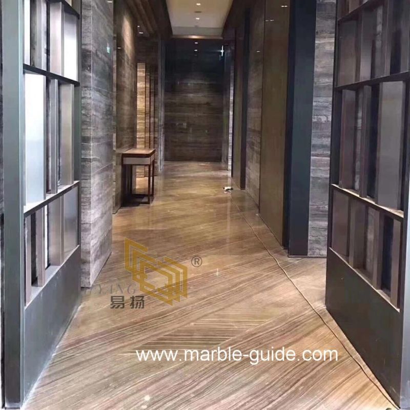 China Polished Kylin Wood/Coffee/Brown Vein Marble for Wall/Floor/Stairs
