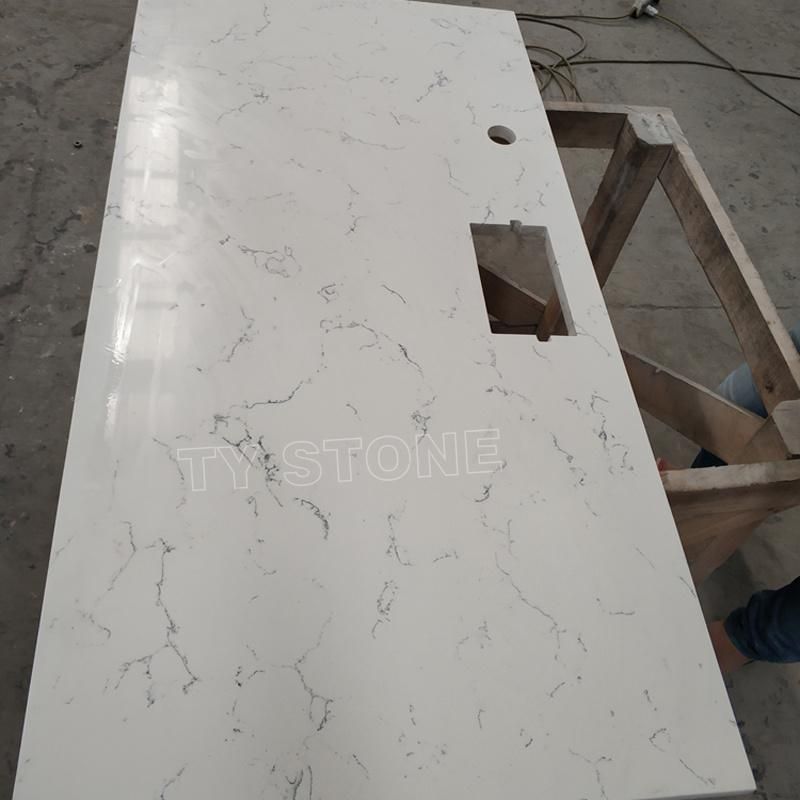 Carrara White Polished Quartz Kitchen Benchtop Countertop