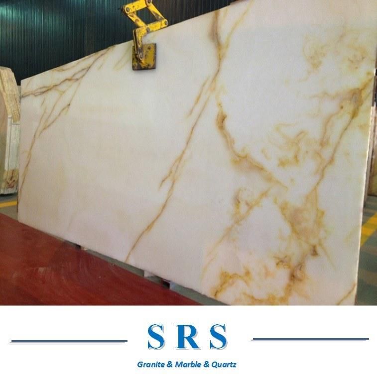 12′ ′ X24′ ′ Bianco Diamante Jade White Onyx Marble Natural Stone Tile Slab