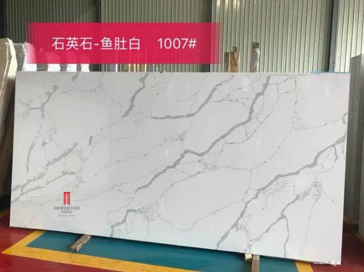 Wholesale Marble Look Quartz Stone Slab Kitchen Countertop, Bench Top