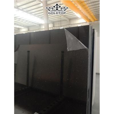 Polished/Glass/Shiny Surface Sparkle/Crystal Black/White/Gery Artificial Quartz Slabs Details for Vanity Top/Countertop/Worktop
