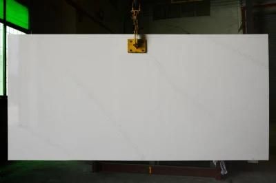 White Artificial Quartz Stone for Kitchen Countertop Single Sink Bathroom Vanity Texture Backsplash