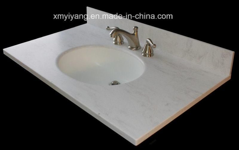 Solid Surface White Marble Vanity Top for Bathroom