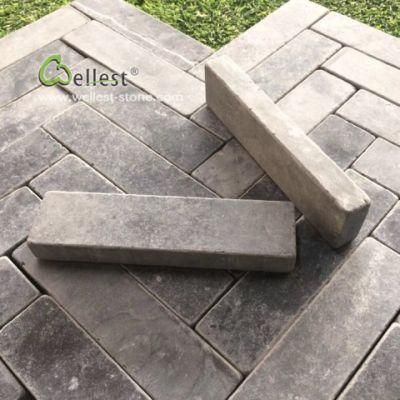 Dark Grey Limestone Paver, Tumbled Blue Stone Cobblestone