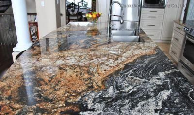 Prefab Black and Brown Luxury Stone Granite Kitchen Island Top