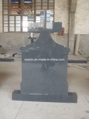 European Style Romania Granite Double Memorial Tombstone