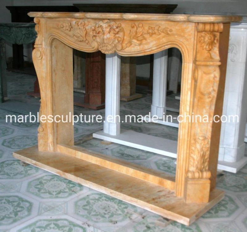 Indoor Natural Stone Carved Marble Fireplace for House Decoration (SYMF-134)