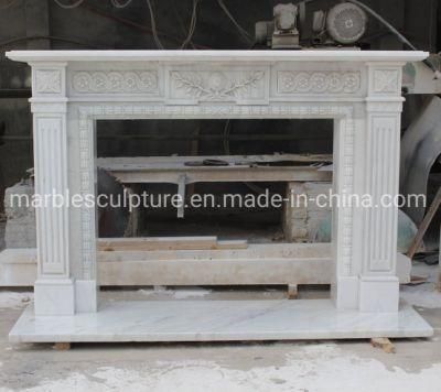 Popular Hot Selling White Marble Fireplace Mantel (SYMF-317)