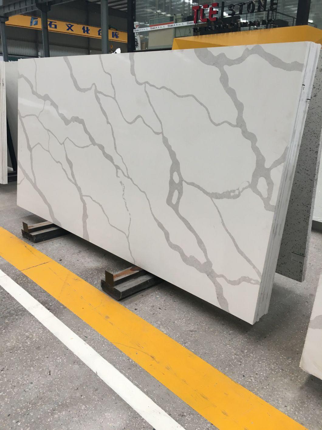 Hot Sale Man Made Calacatta White Marble Artificial Quartz Countertop
