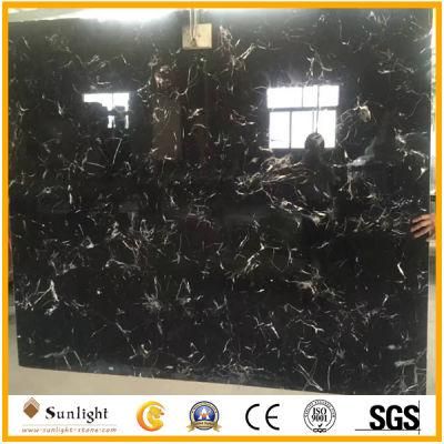 Popular Cheap Black Ice Flower Marble (With White Veins) Slabs