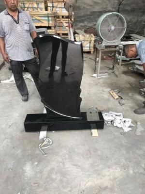 Black Granite and Marble Heart Monument Headstone Gravestone for Funeral
