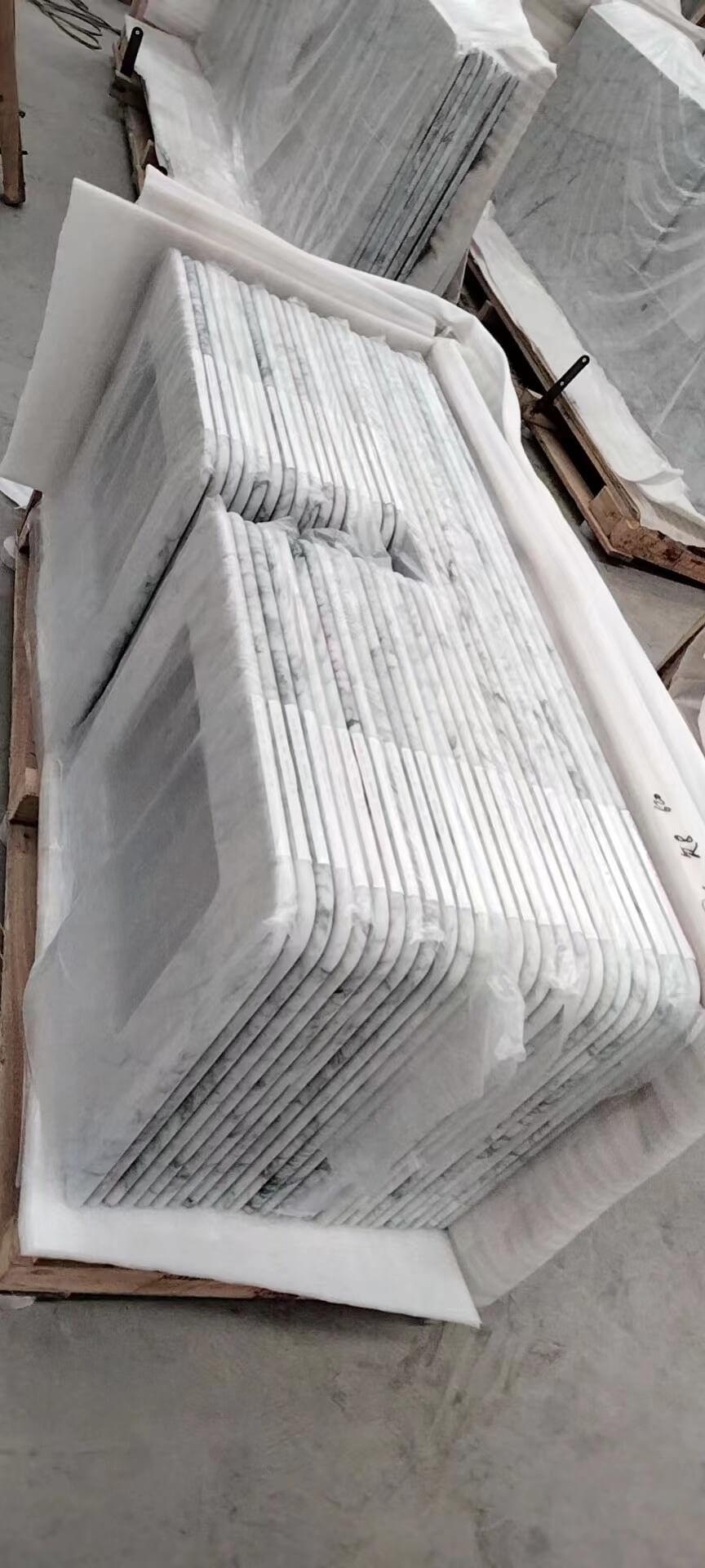 Premium Italian Carrara White Marble Single Sink Kitchen Countertops