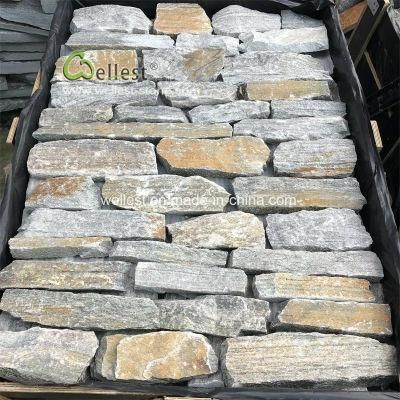 Natural Loose Stone Rusty Grey Quartz Stone Cladding for Fireplace/Retaining Wall