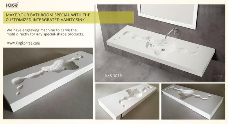 Natural Stone Cultured Marble Bathroom Solid Surface 43 Inch Vanity Top with Undermount Sink