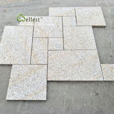 G682 Rustic Yellow Bush Hammered Granite Tile, French Pattern Patio Paving Stone