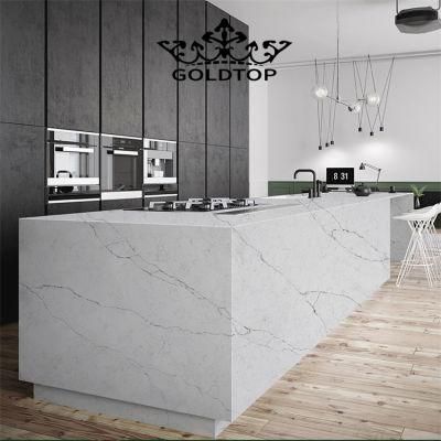 China Supplier Artificial Polished/Honed Solid Surface White/Black/Grey Calacatta Alasky Quartz Worktops for Kitchen/Bathroom Slab/Tile/Worktop