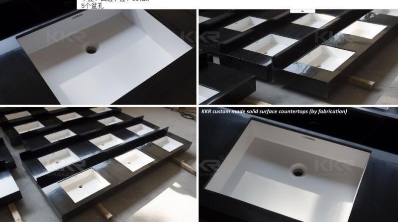 Countertops in Solid Surface Stone for Bathroom Vanity with Stone Sink Double Tops