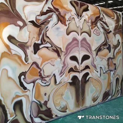 Modern Bookmatched Polished Solid Surface Artificial Stone Alabaster Wall Decor