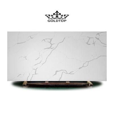 Artificial Stone Polished Hot Sales Calacatta White Stone Slab Quartz Cabinet/Countertop/Vanity/Floor/Wall Tiles