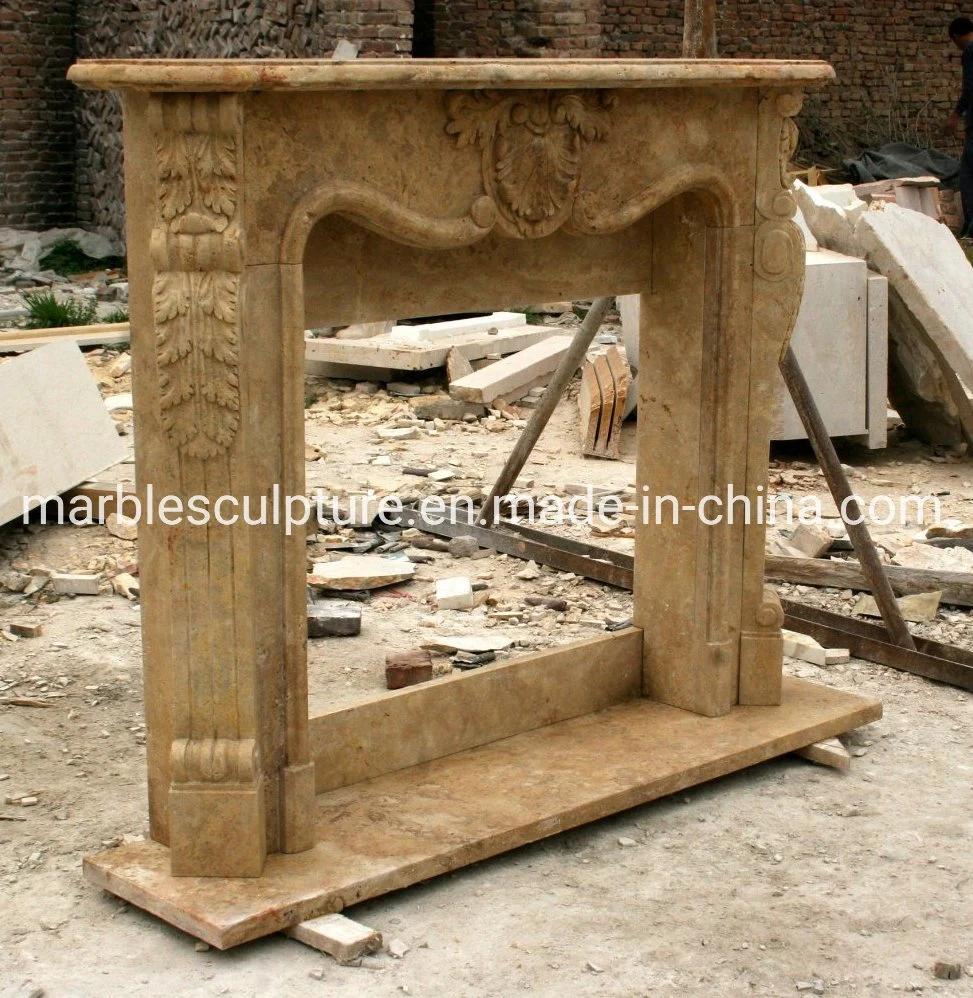 European Style Flower Carved Marble Fireplace for Sale (SYMF-126)