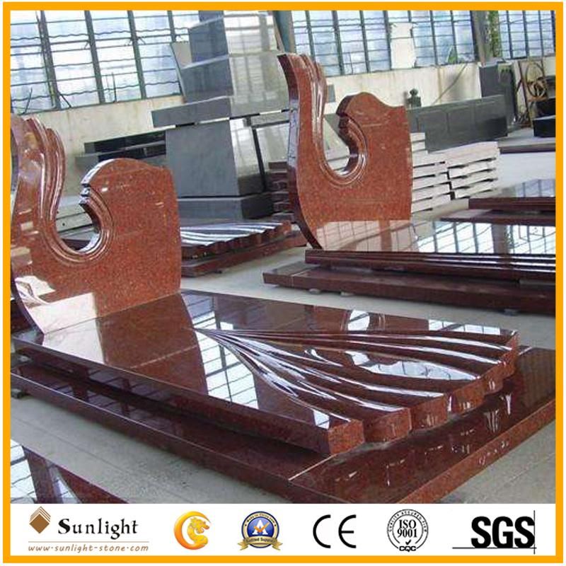 China Manufacture Cemetery Usage India Imperial Red Granite Upright Monument